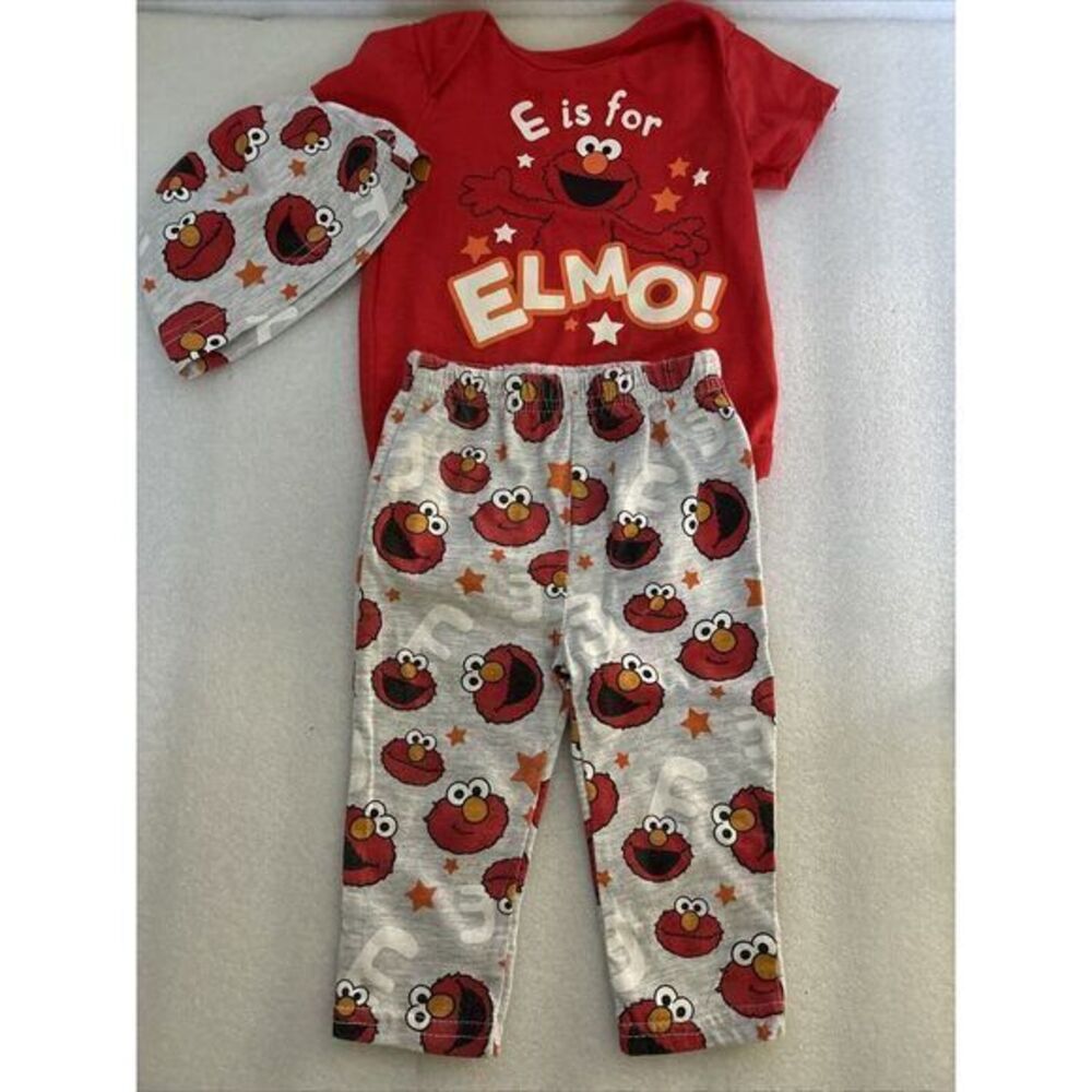 Sesame Street ELMO Boys Newborn 3-Piece Set,‎  3-6M Pants, Shirt, Hat